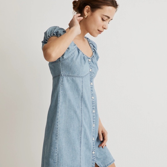 Madewell/ Denim Margie Mini Dress in Bevy Wash size 12 - Picture 2 of 9